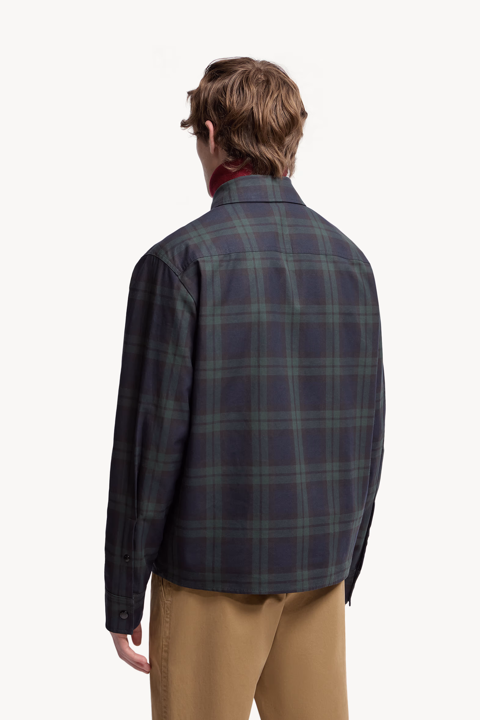 Checked Cotton Gabardine Long Sleeve Shirt Men Black Moncler 5